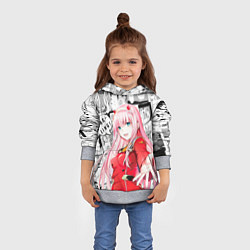 Толстовка-худи детская Zero Two Зеро ту на манге фрейм, цвет: 3D-меланж — фото 2