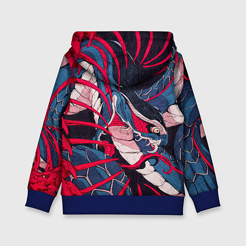 Детская толстовка Самурай Якудза, змей, скелет / 3D-Синий – фото 2