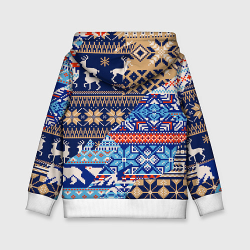 Детская толстовка НОВОГОДНИЙ УЗОР ОЛЕНИ И МЕДВЕДИ НОВЫЙ ГОД 2022 / 3D-Белый – фото 2