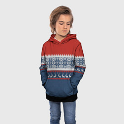 Толстовка-худи детская НОВОГОДНИЙ УЗОР С ОЛЕНЯМИ, цвет: 3D-черный — фото 2