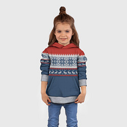Толстовка-худи детская НОВОГОДНИЙ УЗОР С ОЛЕНЯМИ, цвет: 3D-меланж — фото 2