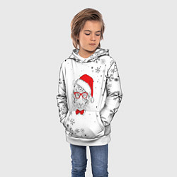Толстовка-худи детская Новогодний тигр летящие снежинки, цвет: 3D-белый — фото 2