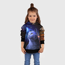 Толстовка-худи детская КОТ И ГОЛУБАЯ БАБОЧКА, цвет: 3D-черный — фото 2