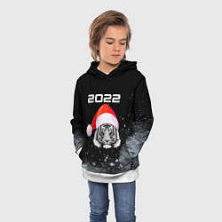 Толстовка-худи детская Новогодний тигр 2022, цвет: 3D-белый — фото 2