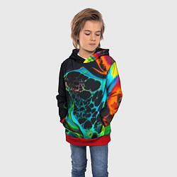 Толстовка-худи детская Огни большого города, цвет: 3D-красный — фото 2