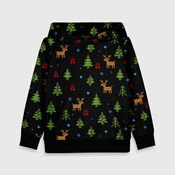 Детская толстовка Новогодние олени и елки