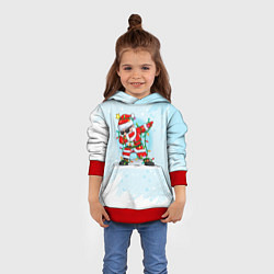 Толстовка-худи детская Santa Dabbing в гирлянде, цвет: 3D-красный — фото 2