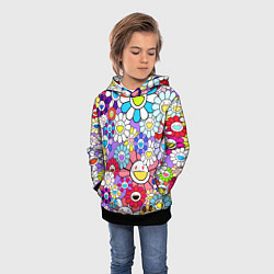 Толстовка-худи детская Цветы Takashi Murakami, цвет: 3D-черный — фото 2