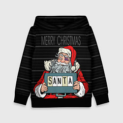 Толстовка-худи детская Merry Christmas: Санта с синяком, цвет: 3D-черный