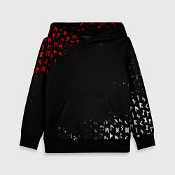 Толстовка-худи детская КРАСНО БЕЛЫЕ РУНЫ, цвет: 3D-черный