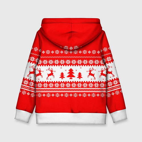 Детская толстовка КРАСНО-БЕЛЫЙ СВИТЕР С ОЛЕНЯМИ / 3D-Белый – фото 2