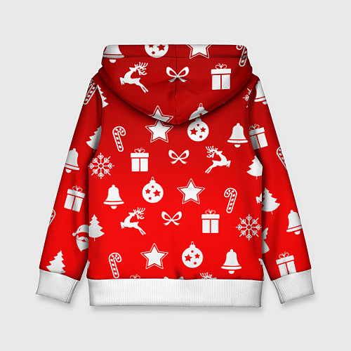 Детская толстовка Новогодний узор красный градиент / 3D-Белый – фото 2
