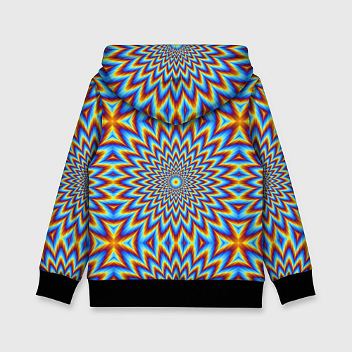 Детская толстовка Пульсирующий синий цветок иллюзия движения / 3D-Черный – фото 2