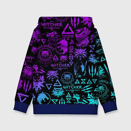 Детская толстовка ВЕДЬМАК ЛОГОБОМБИНГ НЕОН / 3D-Синий – фото 2