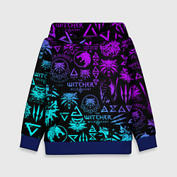 Толстовка-худи детская ВЕДЬМАК ЛОГОБОМБИНГ НЕОН, цвет: 3D-синий