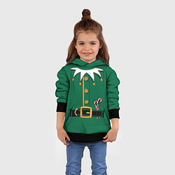 Толстовка-худи детская Christmas Elf Outfit, цвет: 3D-черный — фото 2