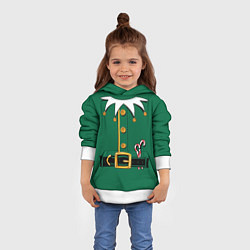 Толстовка-худи детская Christmas Elf Outfit, цвет: 3D-белый — фото 2