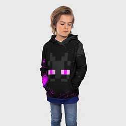 Толстовка-худи детская MINECRAFT ЭНДЕРМЕН ЛИЦО, БРЫЗГИ КРАСОК, цвет: 3D-синий — фото 2