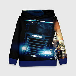Толстовка-худи детская SCANIA Дальнобой 2022, цвет: 3D-синий
