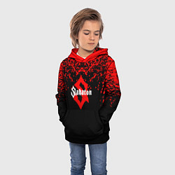 Толстовка-худи детская Sabaton красные брызги, цвет: 3D-черный — фото 2