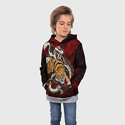 Толстовка-худи детская Тигр со Змеёй 2022, цвет: 3D-меланж — фото 2