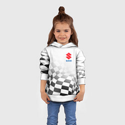 Толстовка-худи детская Suzuki, Сузуки Спорт, Финишный флаг, цвет: 3D-белый — фото 2