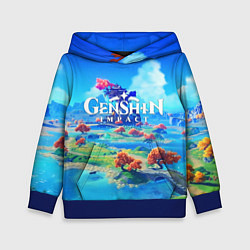 Толстовка-худи детская МИР ГЕНШИН ИМПАКТ WORLD GENSHIN IMPACT, цвет: 3D-синий