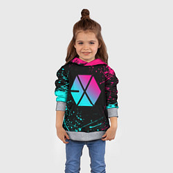 Толстовка-худи детская EXO BAND NEON LOGO НЕОНОВЫЕ БРЫЗГИ КРАСОК, цвет: 3D-меланж — фото 2