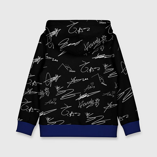 Детская толстовка ATEEZ БЕЛЫЕ АВТОГРАФЫ УЗОР / 3D-Синий – фото 2