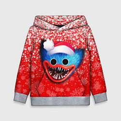 Толстовка-худи детская POPPY PLAYTIME ХАГИ ВАГИ НОВОГОДНИЙ, СНЕЖИНКИ, цвет: 3D-меланж