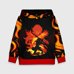 Толстовка-худи детская DILUC FIRE GENSHIN IMPACT НА СПИНЕ, цвет: 3D-красный