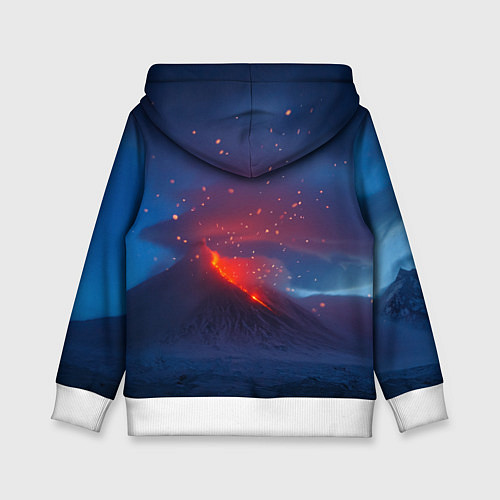 Детская толстовка Извержение вулкана ночью / 3D-Белый – фото 2