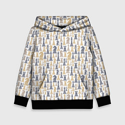 Толстовка-худи детская Шахматы фигуры, цвет: 3D-черный