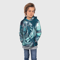 Толстовка-худи детская Дракон-стихия воды, цвет: 3D-меланж — фото 2