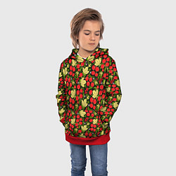 Толстовка-худи детская Черешни хохлома, цвет: 3D-красный — фото 2