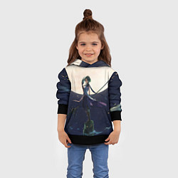 Толстовка-худи детская СЯО НА ФОНЕ ЛУНЫ XIAO ГЕНШИН, цвет: 3D-черный — фото 2