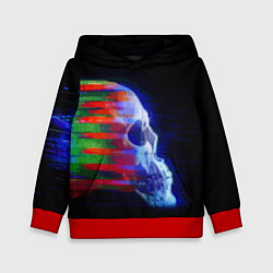 Толстовка-худи детская Color glitch skull, цвет: 3D-красный