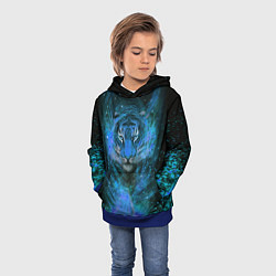 Толстовка-худи детская Водяной голубой Тигр, цвет: 3D-синий — фото 2