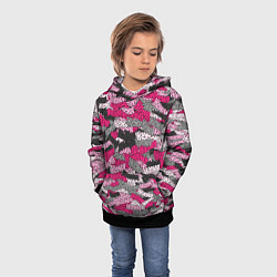 Толстовка-худи детская Розовый именной камуфляж Женя, цвет: 3D-черный — фото 2