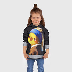 Толстовка-худи детская ПОПУГАЙ С жемчужной Сережкой, цвет: 3D-меланж — фото 2