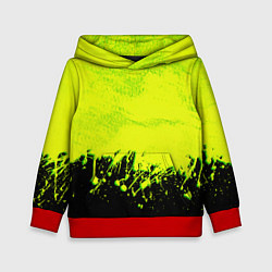 Толстовка-худи детская НЕОНОВЫЕ БРЫЗГИ КРАСКИ, цвет: 3D-красный