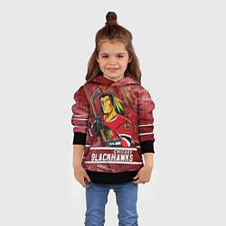Толстовка-худи детская Chicago Blackhawks , Чикаго Блэкхокс, цвет: 3D-черный — фото 2