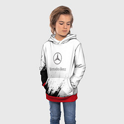 Толстовка-худи детская Mercedes-Benz - White texture, цвет: 3D-красный — фото 2