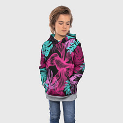 Толстовка-худи детская Папоротниковый неон, цвет: 3D-меланж — фото 2