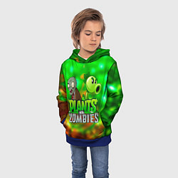 Толстовка-худи детская Plants vs Zombies горохострел и зомби, цвет: 3D-синий — фото 2