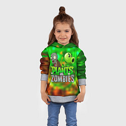 Толстовка-худи детская Plants vs Zombies горохострел и зомби, цвет: 3D-меланж — фото 2
