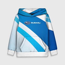Толстовка-худи детская Subaru Logo спорт, цвет: 3D-белый