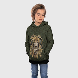 Толстовка-худи детская Лев в дредах, цвет: 3D-черный — фото 2