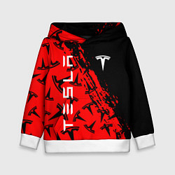 Толстовка-худи детская Tesla red pattern, цвет: 3D-белый