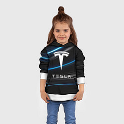 Толстовка-худи детская Tesla - Неоновые полосы, цвет: 3D-белый — фото 2